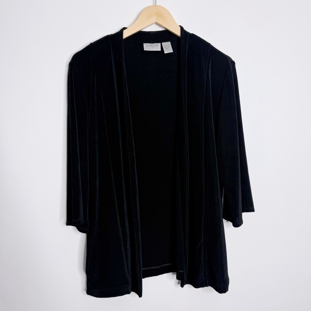 Chico’s Travelers Black Open Front Cardigan w/Pockets Medium‎ Chico’s 1 Workwear